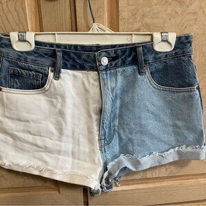 PacSun Cream and Blue Jean Shorts with Trendy Two-Tone Design